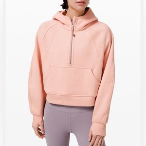 Scuba Oversized Half-Zip Hoodie M/L in pink mist